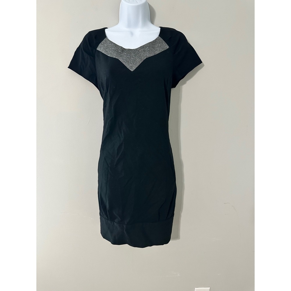 Searle Black Dress Size 10 Sheath Cap Sleeve Sparkle‎ Career Cocktail